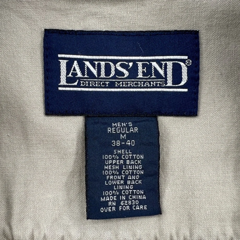 Lands‎ End Khaki Cotton Multi Pocket Utility Fishing Vest Men Medium Safari GORP